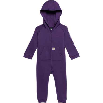 Carhartt Infant Girl CM9733 Zip-Front Hooded Coveralls - Long Sleeve in Dk Purple