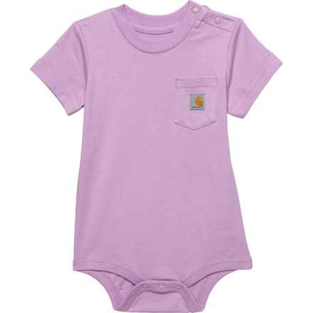 Carhartt Infant Girls CA5000 Pocket Baby Bodysuit - Short Sleeve in Light Purple
