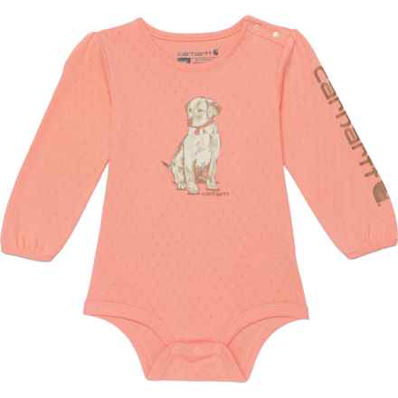 Carhartt Infant Girls CA7080 Puppy Baby Bodysuit - Long Sleeve in Lt Pink