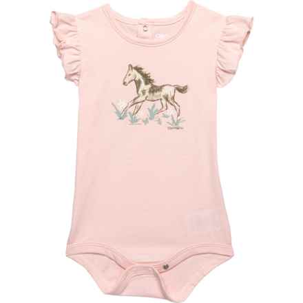 Carhartt Infant Girls CA9852 Day on the Farm Baby Bodysuit - Short Sleeve in Light Pink