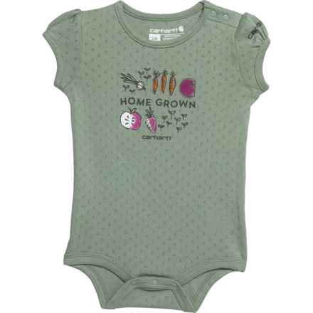 Carhartt Infant Girls CA9951 Home Grown Baby Bodysuit - Short Sleeve in Med Green - Closeouts