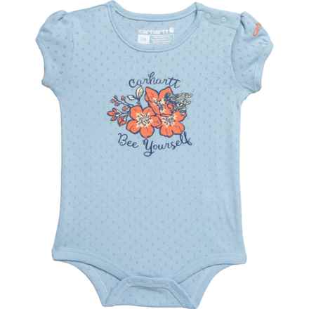 Carhartt Infant Girls CA9958 Bee Yourself Baby Bodysuit - Short Sleeve in Lt Blue - Closeouts