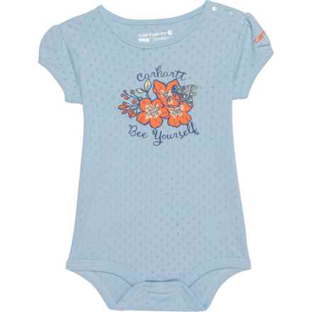 Carhartt Infant Girls CA9958 Bee Yourself Baby Bodysuit - Short Sleeve in Lt Blue