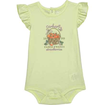 Carhartt Infant Girls CA9959 Strawberry Baby Bodysuit - Short Sleeve in Lime Cream