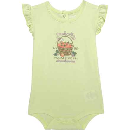 Carhartt Infant Girls CA9959 Strawberry Baby Bodysuit - Short Sleeve in Lime Cream
