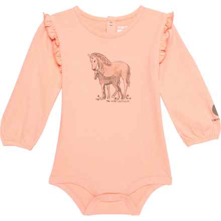 Carhartt Infant Girls CA9990 Horse Family Baby Bodysuit - Long Sleeve in Amber