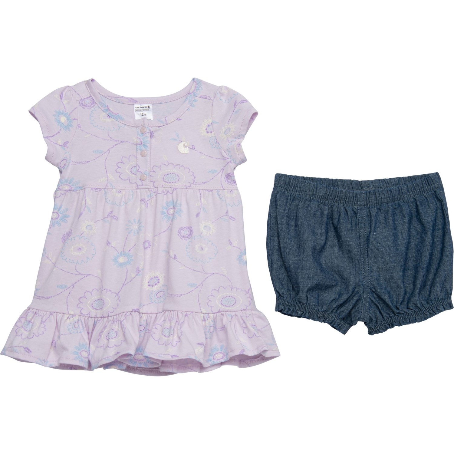 Carhartt Infant Girls CG9793 Printed Dress and Bottoms Set - Short Sleeve