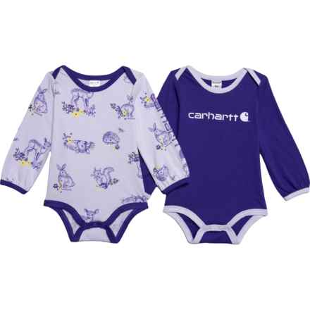 Carhartt Infant Girls CG9808 Printed Baby Bodysuits - 2-Pack, Long Sleeve in Ultra Violet