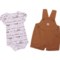 Carhartt Infant Girls CG9828 Printed Baby Bodysuit and Shortalls Set - Short Sleeve in Carhartt Brown