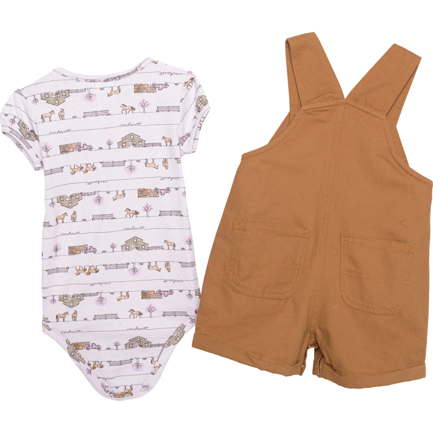 Carhartt Infant Girls CG9828 Printed Baby Bodysuit and Shortalls