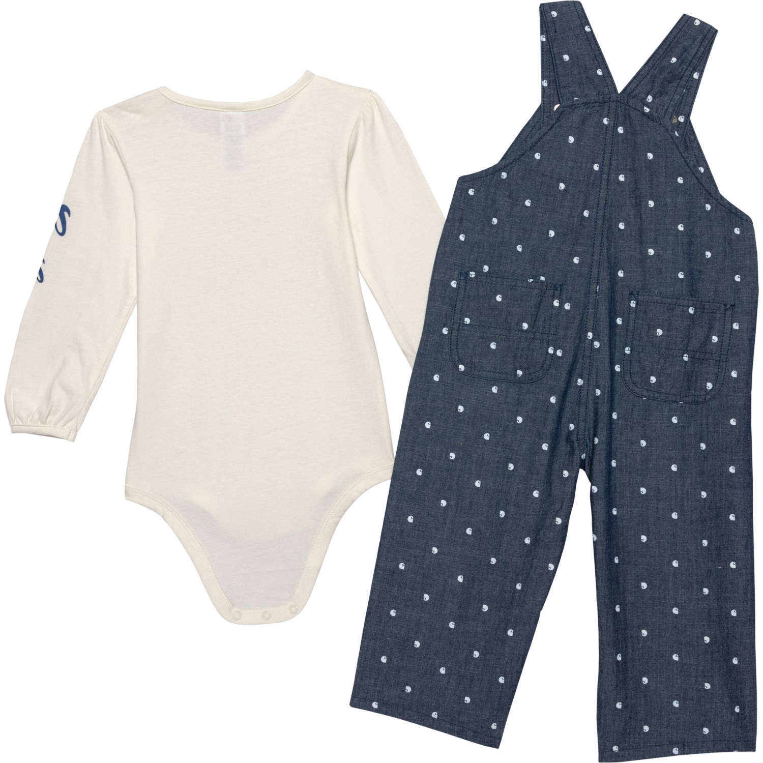Carhartt Infant Girls CG9859 Baby Bodysuit and Chambray Overalls Set