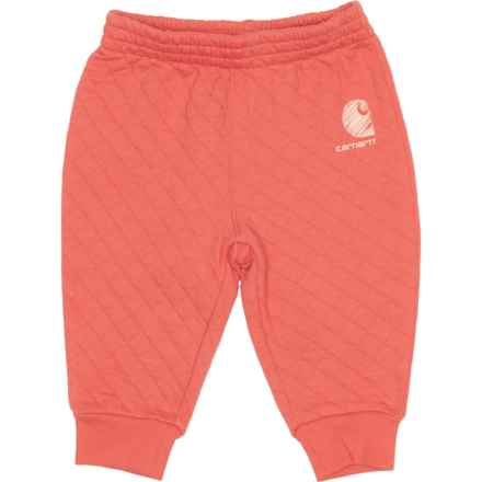 Carhartt Infant Girls CK9490 Quilted Logo Sweatpants in Dk Peach