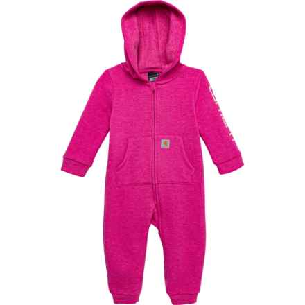 Carhartt Infant Girls CM9709 Fleece Hooded Coveralls - Long Sleeve in Med Pink