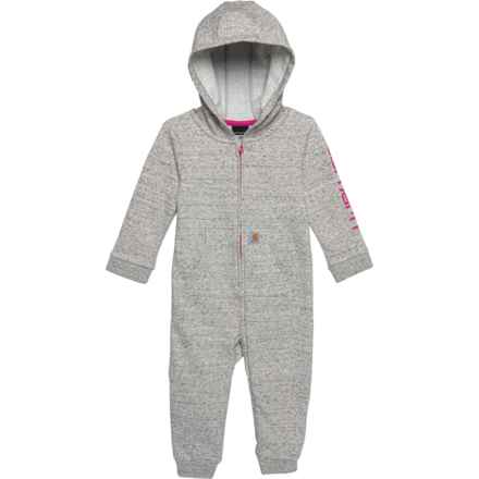 Carhartt Infant Girls CM9710 Zip-Front Hooded Coveralls - Long Sleeve in Ash Heather