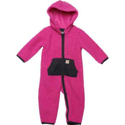 Carhartt Infant Girls CM9718 Hooded Sherpa Fleece Coveralls - Full Zip, Long Sleeve in Festival Fuchsia