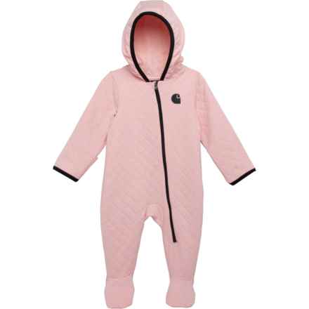Carhartt Infant Girls CM9724 Quilted Footed Coveralls - Long Sleeve in Rose Qurtz