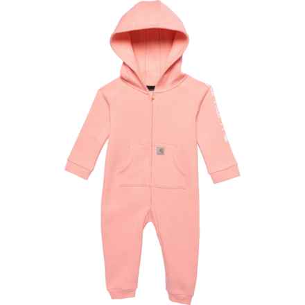 Carhartt Infant Girls CM9726 Fleece Hooded Bunting - Zip Front, Long Sleeve in Peaches N Cream Heather