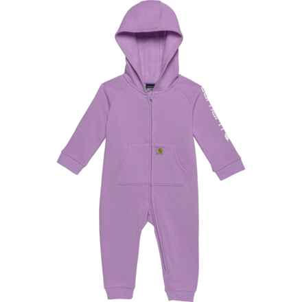 Carhartt Infant Girls CM9726 Fleece Hooded Coveralls - Full Zip in Lupine Hea