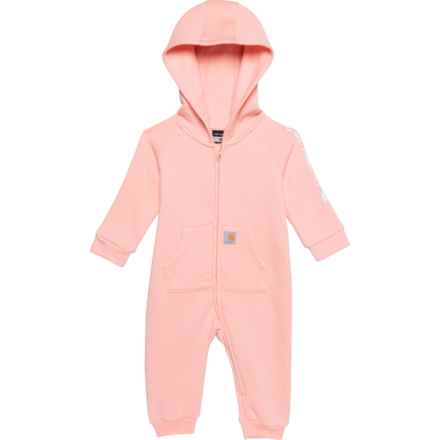 Carhartt Infant Girls CM9726 Fleece Zip-Front  Hooded Coveralls - Long Sleeve in Peaches & Cream