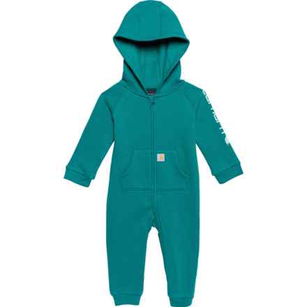 Carhartt Infant Girls CM9733 Fleece Zip-Front Hooded Coveralls - Long Sleeve in Shaded Spruce