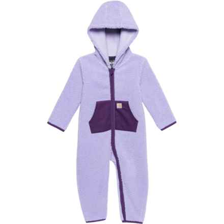Carhartt Infant Girls CM9736 Sherpa Fleece Hooded Coveralls - Zip Front, Long Sleeve in Lavender