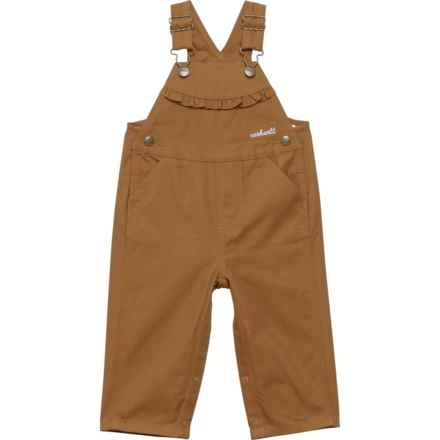 Carhartt Infant Girls CM9757 Canvas Ruffle Front Bib Overalls in Carhartt Brown
