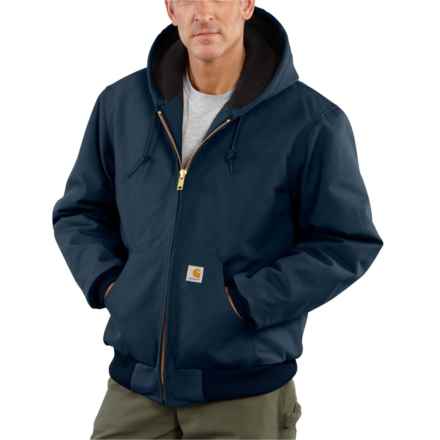 Carhartt J140 Big and Tall Firm Duck Active Flannel-Lined Jacket - Insulated, Factory Seconds in Dark Navy