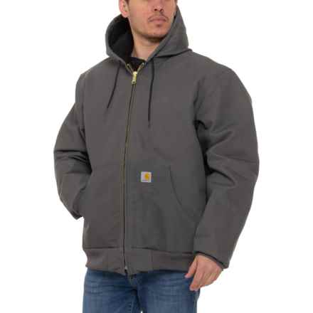 Carhartt J140 Big and Tall Firm Duck Active Flannel-Lined Jacket - Insulated in Gravel