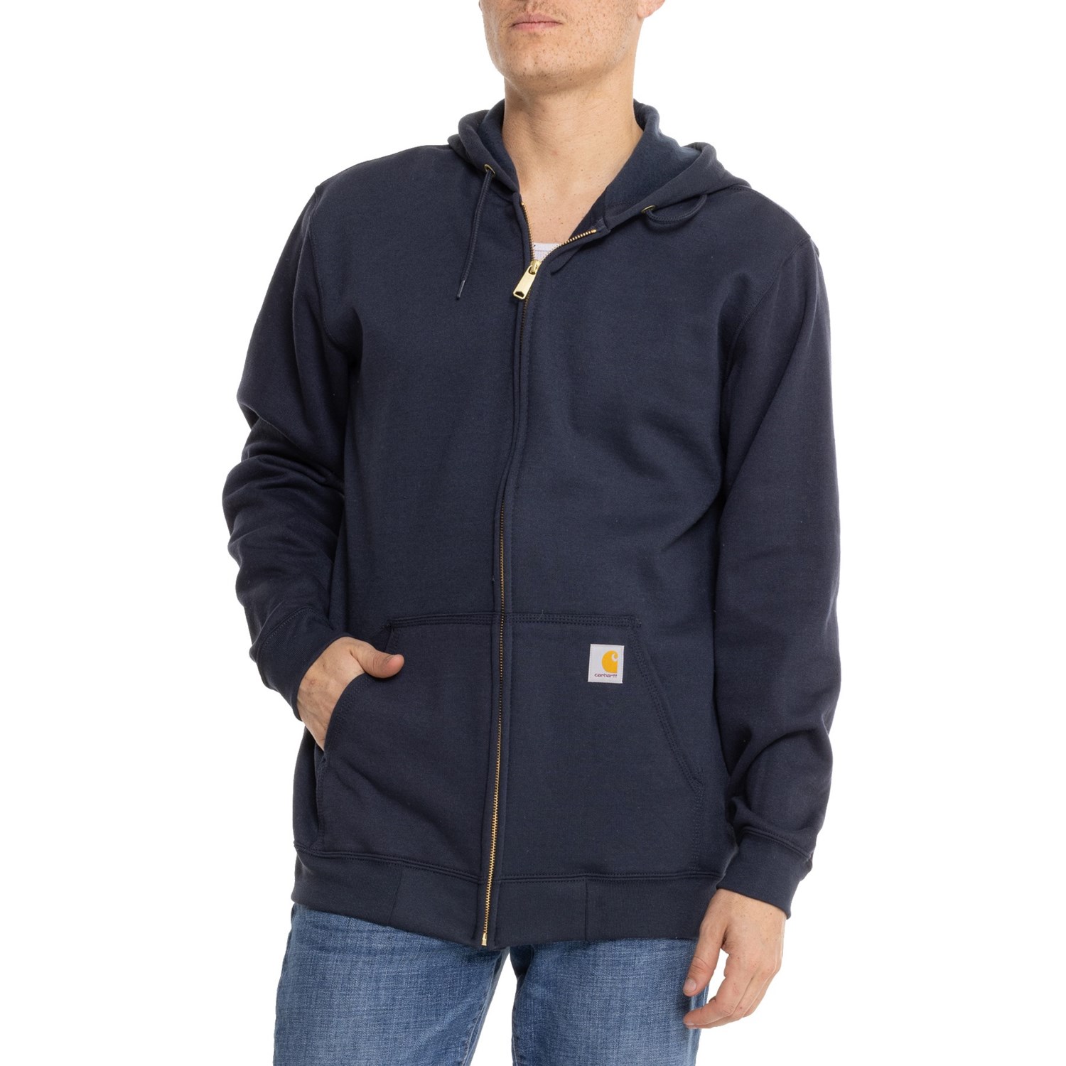 Carhartt K122 Loose Fit Midweight Full Zip Sweatshirt for Men New Navy Size Medium Cotton