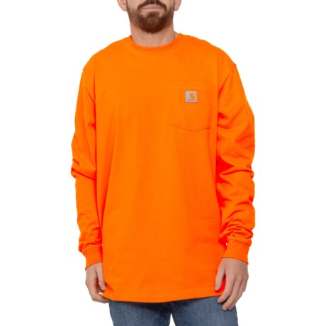 Carhartt K126 Loose Fit Heavyweight Pocket T-Shirt - Long Sleeve, Factory Seconds in Brite Orange
