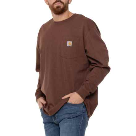 Carhartt K126 Loose Fit Heavyweight Pocket T-Shirt - Long Sleeve, Factory Seconds in Mocha Heather