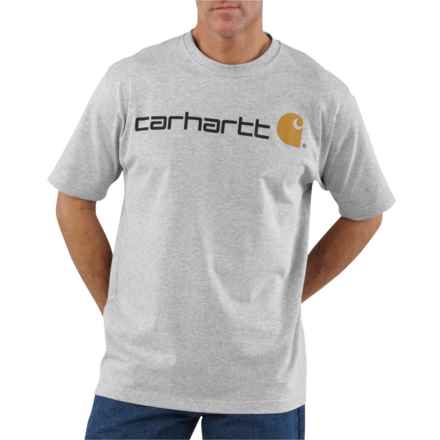 Carhartt K195 Big and Tall Loose Fit Heavyweight Logo T-Shirt - Short Sleeve, Factory Seconds in Heather Grey