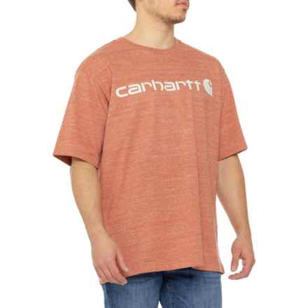 Carhartt K195 Loose Fit Heavyweight Logo Graphic T-Shirt - Short Sleeve in Terracotta Snow Heather