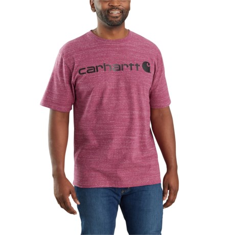Carhartt K195 Loose Fit Heavyweight Logo T-Shirt - Short Sleeve in Beet Red Snow Heather