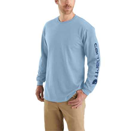 Carhartt K231 Big and Tall Loose Fit Heavyweight Logo Sleeve T-Shirt - Long Sleeve in Alpine Blue Heather