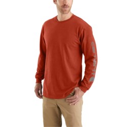 Carhartt K231 Big and Tall Loose Fit Heavyweight Logo Sleeve T-Shirt - Long Sleeve in Chili Pepper Heather