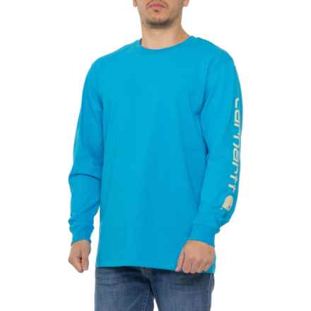 Carhartt K231 Big and Tall Loose Fit Heavyweight Logo T-Shirt - Long Sleeve in Atomic Blue