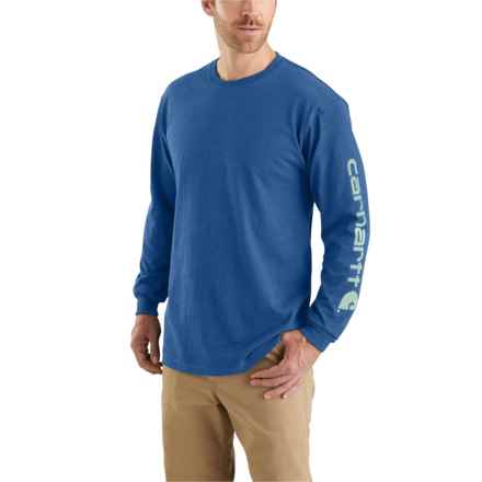 Carhartt K231 Big and Tall Loose Fit Heavyweight Logo T-Shirt - Long Sleeve in Lakeshore Heather