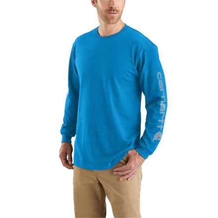 Carhartt K231 Loose Fit Heavyweight Logo Sleeve T-Shirt - Long Sleeve in Marine Blue Heather