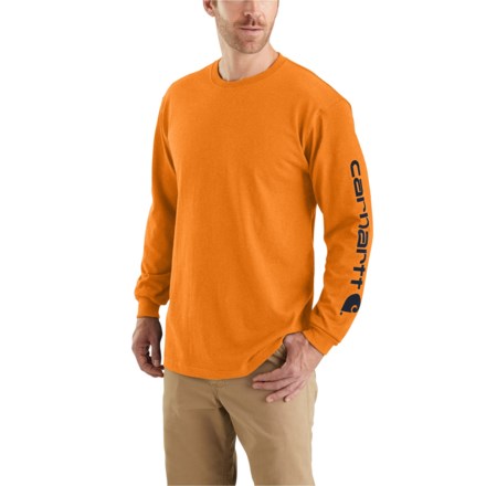 Carhartt K231 Loose Fit Heavyweight Logo Sleeve T-Shirt - Long Sleeve in Marmalade Heather