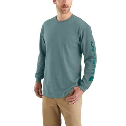 Carhartt K231 Loose Fit Heavyweight Logo Sleeve T-Shirt - Long Sleeve in Sea Pine Heather