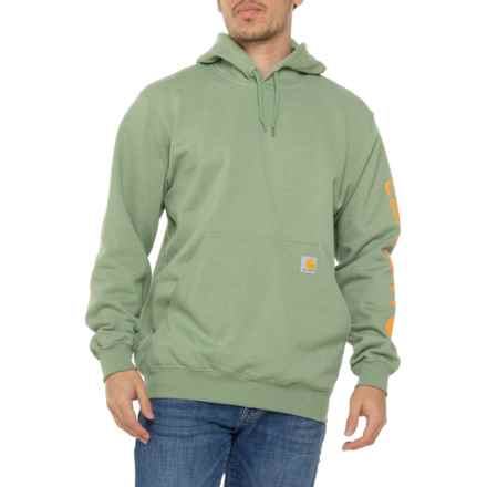 Carhartt K288 Big and Tall Loose Fit Midweight Logo Graphic Hoodie in Loden Frost Heather