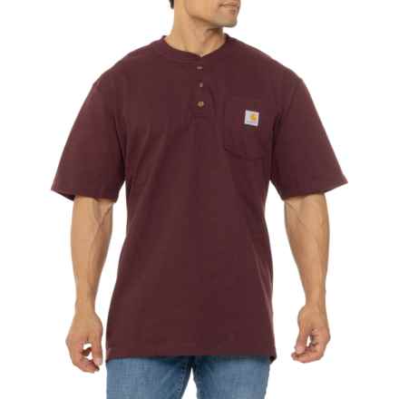 Carhartt K84 Big and Tall Loose Fit Heavyweight Workwear Pocket Henley Shirt - Short Sleeve, Factory Seconds in Port