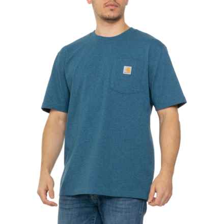 Carhartt K87 Loose Fit Heavyweight Pocket T-Shirt - Short Sleeve in Deep Lagoon Heather