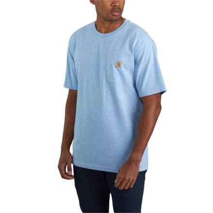 Carhartt K87 Loose Fit Heavyweight Pocket T-Shirt - Short Sleeve in Powder Blue Nep