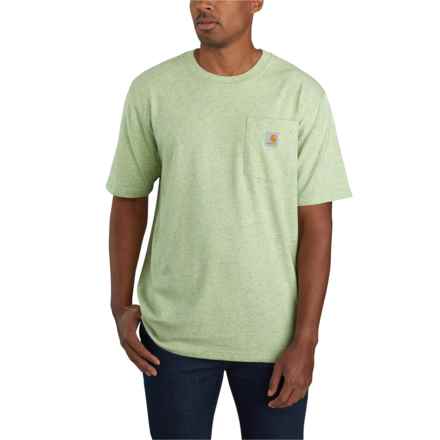 Carhartt K87 Loose Fit Heavyweight Pocket T-Shirt - Short Sleeve in Soft Green Nep