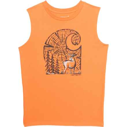 Carhartt Little Boys CA6378 Wood Grain C T-Shirt - Sleeveless in Exotic Orange