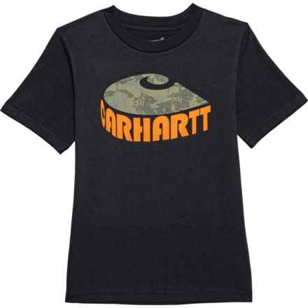 Carhartt Little Boys CA6533 Camo C T-Shirt - Short Sleeve in Caviar Blk