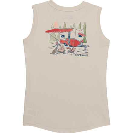 Carhartt Little Girls CA7028 Vintage Camper T-Shirt - Sleeveless in Malt