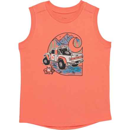 Carhartt Little Girls CA703 Off-Road T-Shirt - Sleeveless in Salmon